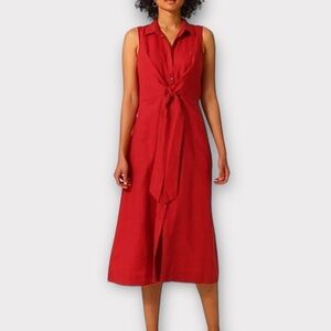 J. Jill Red Sleeveless Collared Sundress